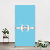 Aperturee - Aperturee White Bow Tiffany Blue Birthday Rectangle Backdrop